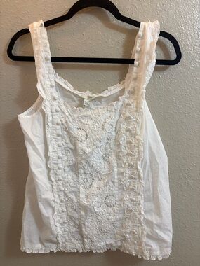 Odille White Lace-Front Sleeveless Camisole